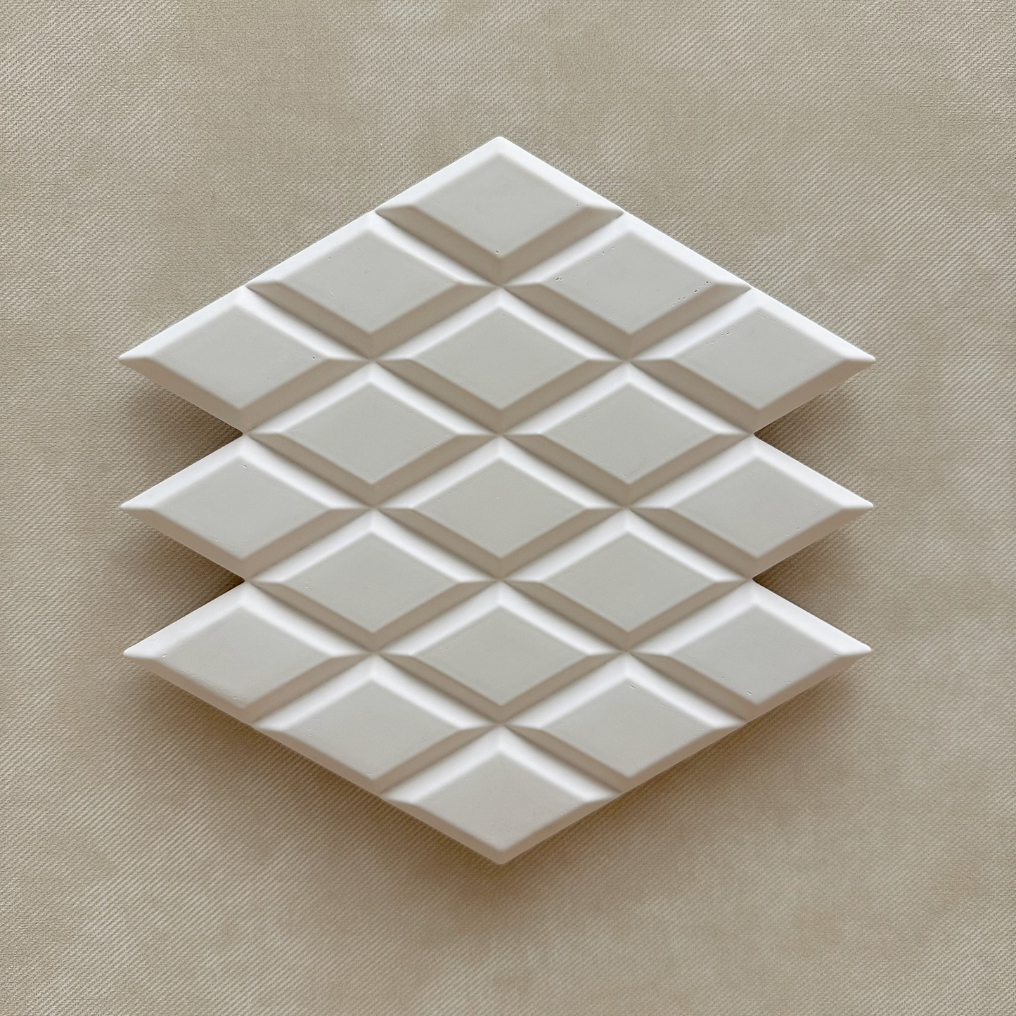 Diamond plaster wall panel – beveled geometric texture

